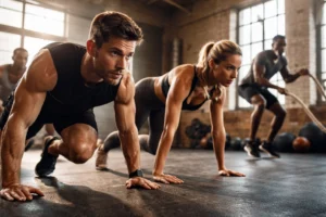 Des sportifs en train de s'entrainer
